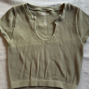 PacSun Olive Ribbed Crop Top